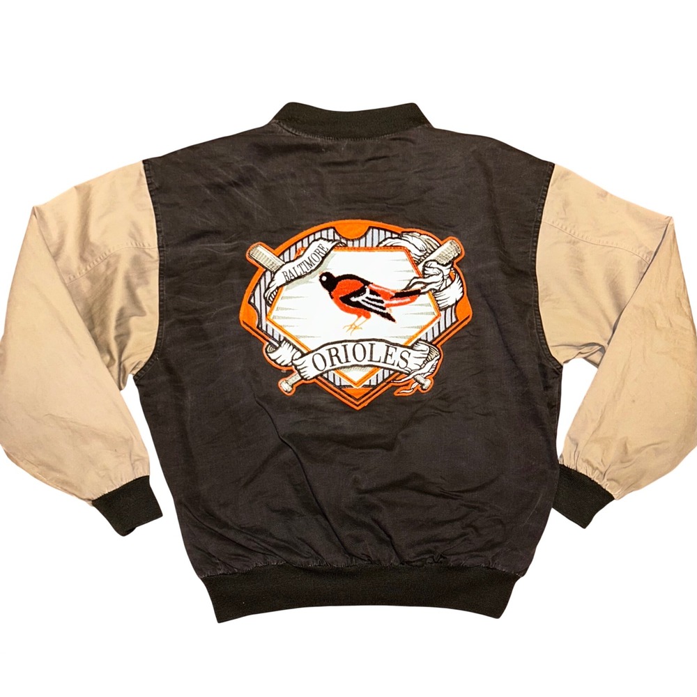 Starter Baltimore Orioles Varsity Bomber Jacket Mens XL BlackTan Vintage‎ MLB